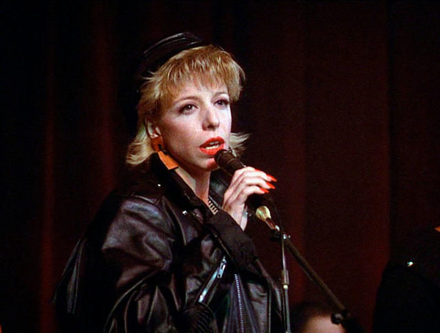 Julee Cruise sings the show's theme song "Falling", from the pilot episode of the hit television series 'Twin Peaks', 1990. (Photo by CBS Photo Archive/Getty Images)